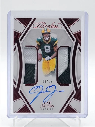 JOSH JACOBS 2024 FLAWLESS DUAL PATCH AUTOGRAPHS RUBY AUTO /15 Q5829