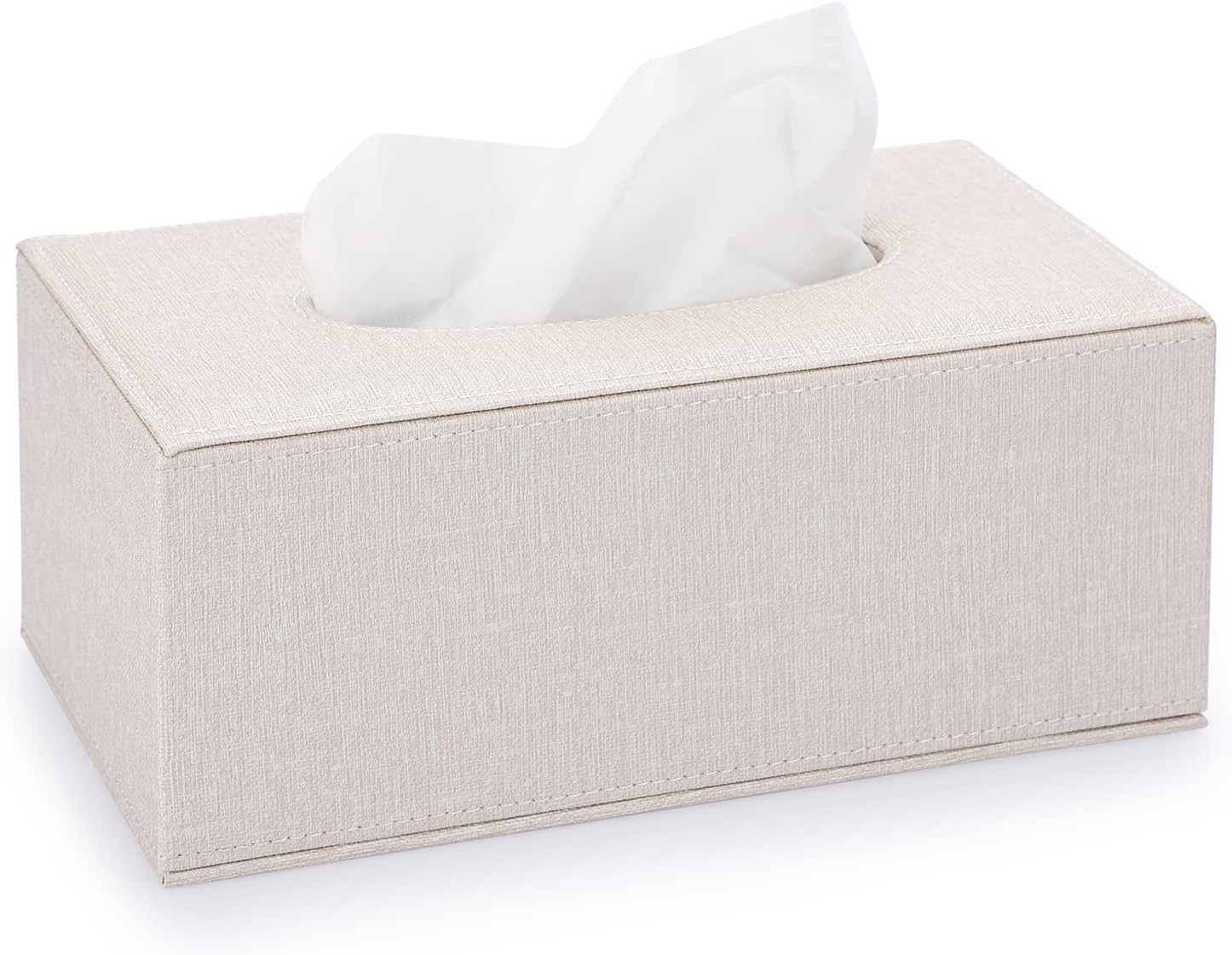 Sumnacon Tissue Box Cover Rectangle Linen Box,Stylish Medium, Beige 