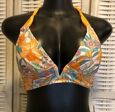 NWT Cupshe One Piece Swimsuit Size Medium Orange Floral Pink Purple Green