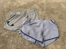 TWO Pairs Girls Youth XL Under Armour Running Athletic Shorts Gray Blue