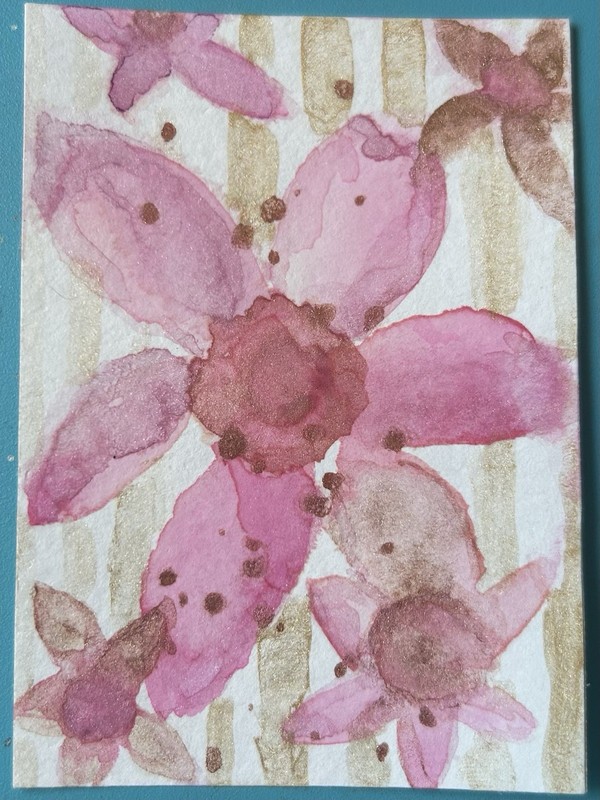 Original ACEO Abstract Botanical Watercolor Mini Art  “Blossom Celebration”