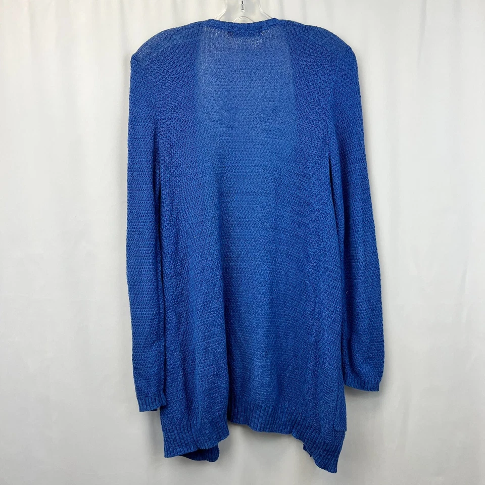 Suéter cárdigan So para mujer azul tejido manga larga frente abierto talla mediana Foto 2 de 4