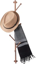 Modern Wall Mounted Copper Metal 6-Hook Entryway Coat Hanger & Hat Tree Rack