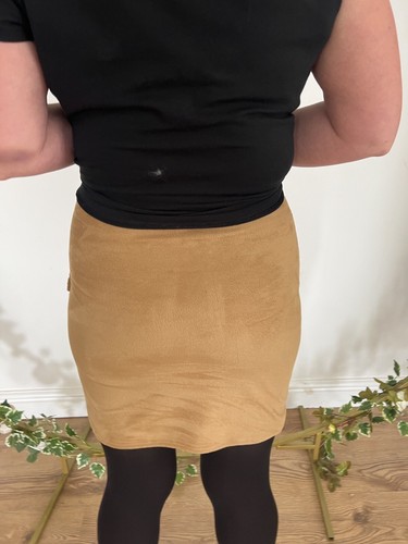 Influence Zip Up Skirt Size 8 10 & 12 Faux Suede Pocket Bodycon Short Skirt New - Picture 12 of 14
