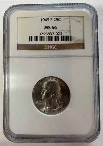 1945-S San Francisco Mint MS66 NGC Graded Washington Quarter