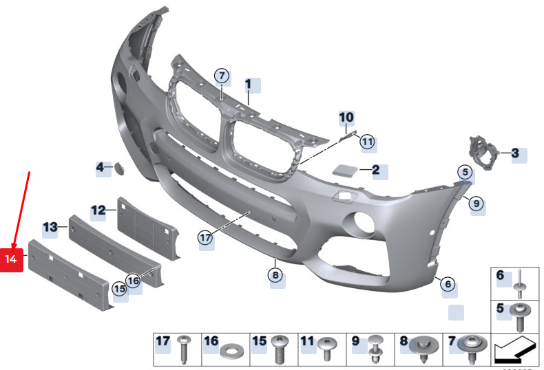 Support de plaque d'immatriculation pour pare-chocs avant BMW X3 F25 51138056969
