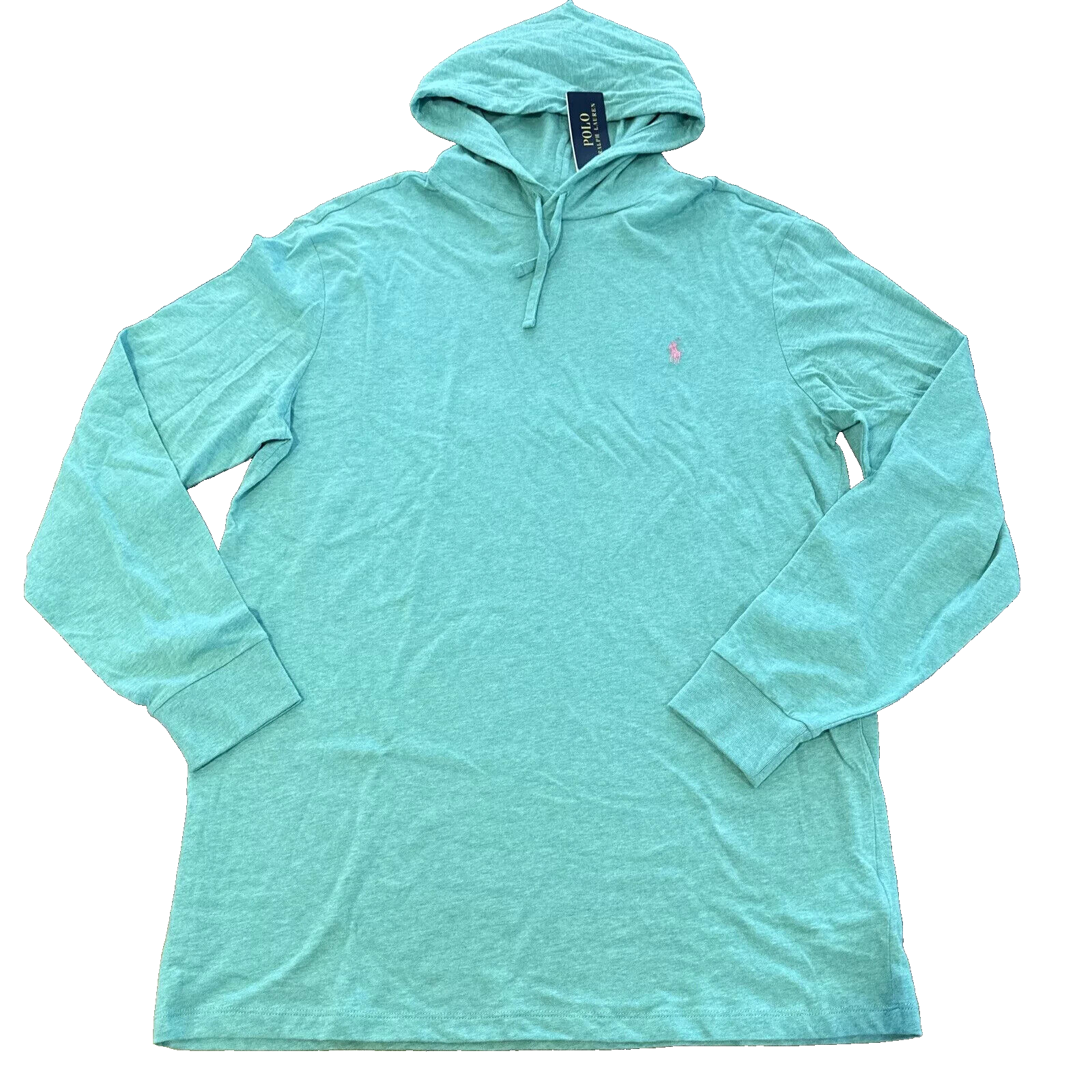 Polo Ralph Lauren nuova con etichette grande e alta verde cotone t shirt felpa con cappuccio e pony uomo 4XB
