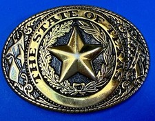 Texas State Lone Star Flag Seal Gold Color Commemorative Belt Buckle