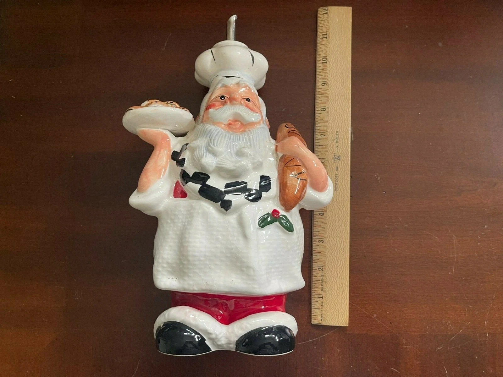 Vintage Santa Claus Figurine Ceramic Dispenser for Vinegar, Salad, Oil, Soy