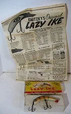 Vintage IOB Kautzsky's Lazy Ike Fishing Lure #KL23 Perch Med w Insert
