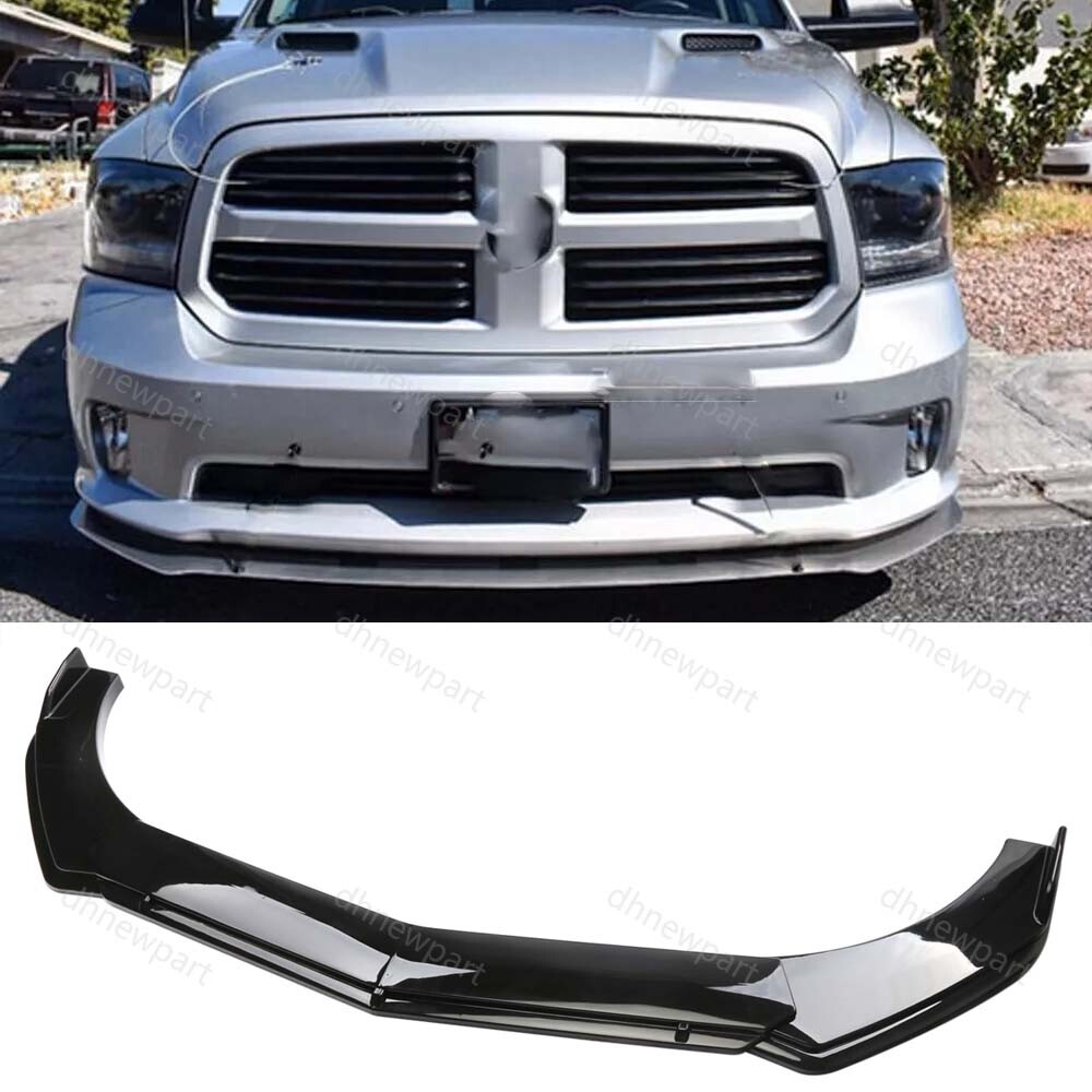For Dodge Ram 1500 Sport SLT Car Front Bumper Lip Spoiler Splitter Glossy Black