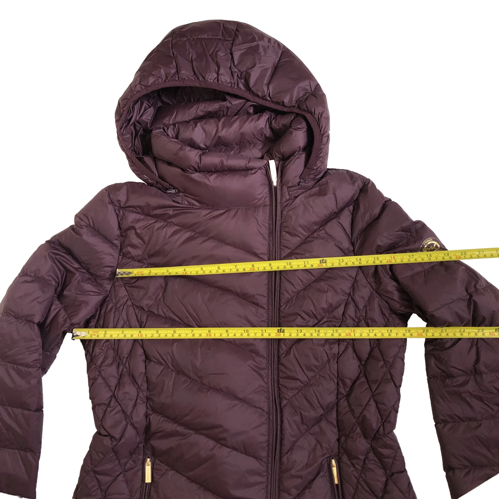 Cappuccio trapuntato donna Michael Kors confezionabile M me melanzane viola $240