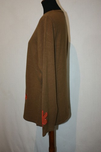 United States Sweaters Sz 1X Brown with Floral Embroidery Pullover Sweater - Picture 5 of 7