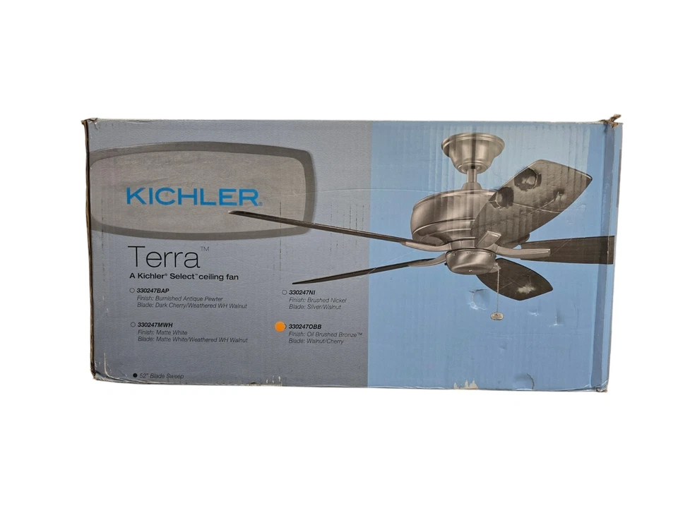 KICHLER Terra 52" Indoor Oil Brushed Bronze Downrod Mount Ceiling Fan - Image 4 of 4