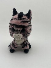 Ty Beanie Boos Zoey Pink & Black Stripes Zebra Medium 6In Plush Glitter Eyes…P3