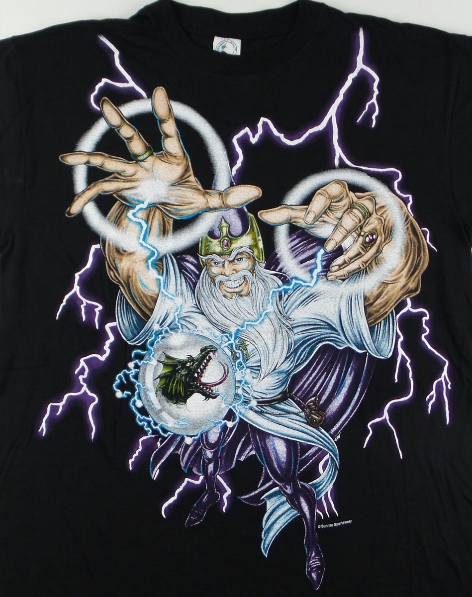 Vintage Sunrise Sportswear American Thunder Wizard Single Stitch T 