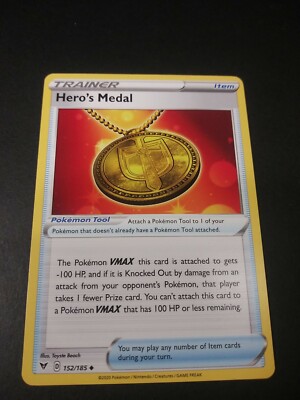 Pokemon Vivid Voltage Hero's Medal Uncommon Trainer Card 152/185 NM