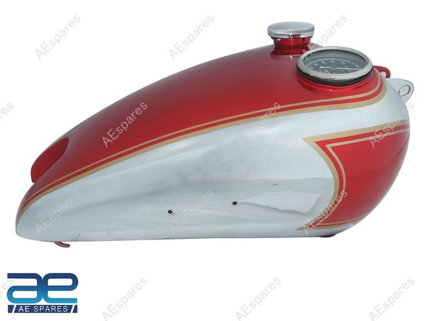 BSA C10 C11 Kraftstofftank Cherry & Chrome Mit Replika Smiths Tacho 120 Kph S2U-image
