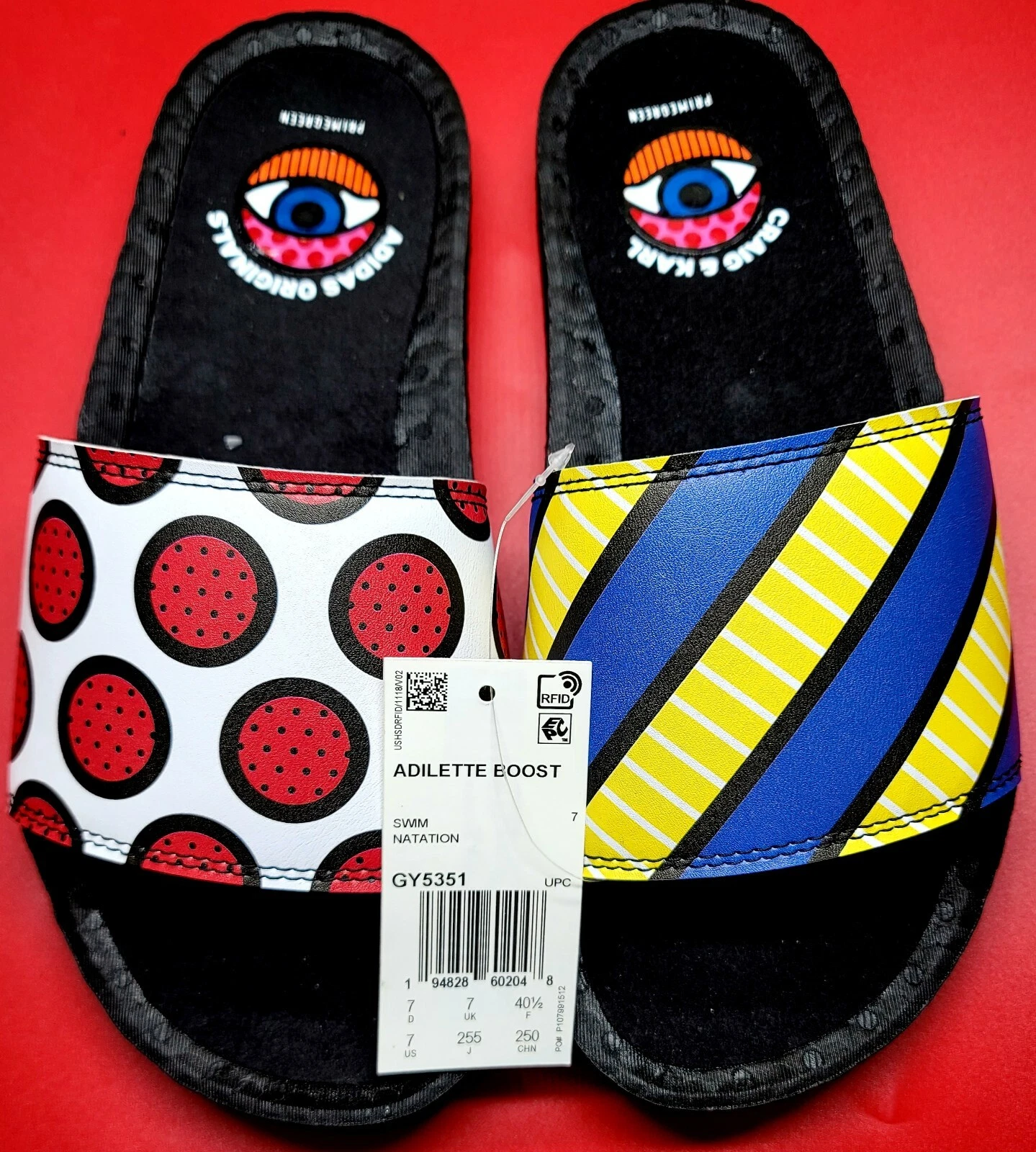 Sandali Adidas Originals x Craig & Karl Adilette Boost GY5351 taglia 7 da uomo nuovi con etichette