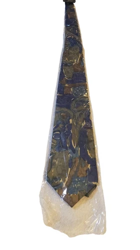 NIP Mens 100% Silk Tie Hand Made in Italy Blue Green Brown Floral Design Luxury - product listing photo