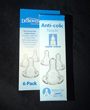 Dr. Brown's Anti-Colic Narrow Silicone Nipples Level 2 Medium Flow 6-Pack