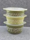 VTG Pyrex Spring Blossom Crazy Daisy Casserole Dishes W/ Lids #471, #472, #473