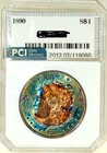 1890-P Rare Date Gem BU +  Morgan Double Sided Rainbow Toned Neon