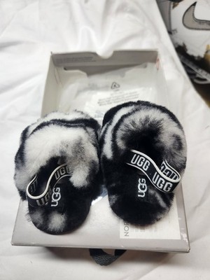 UGG Baby' Fluff Yeah Clog slippers in a black and white marble or zebra print...