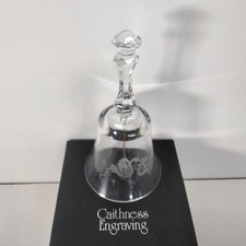Caithness Glass Bell Etched With Stork Baby Delivery Boxed Ornament