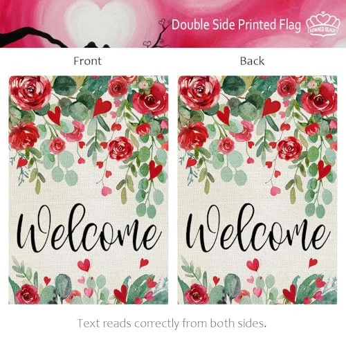 Valentines Day Floral Garden Flag 12x18 Inch Double Sided for Outside Welcome - Picture 6 of 7