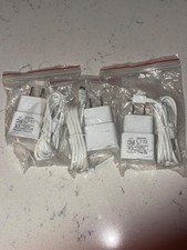 Lot of 3 OEM Samsung ETAOU61JWE 2.0 Amp Wall Charger and 5ft ECB-DU4EWE Cable