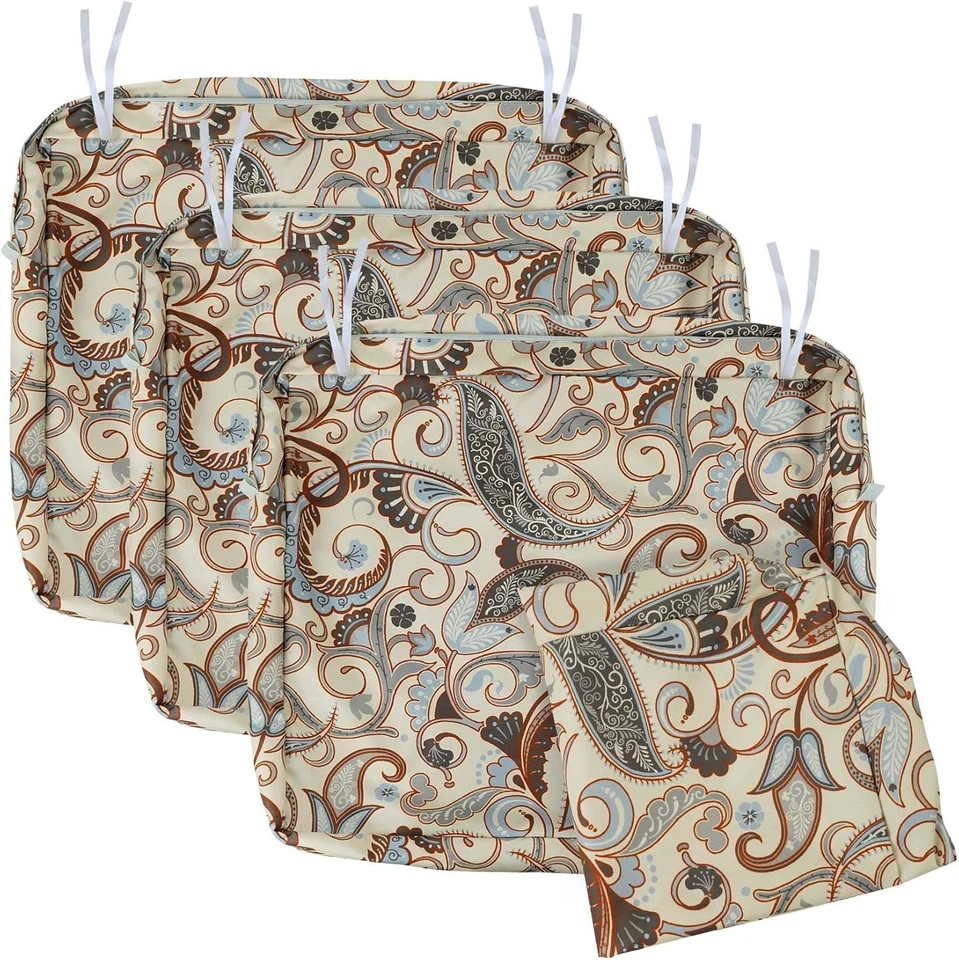 Fundas de cojín de patio resistentes al agua 24x22x4 con cierre seguro de cremallera y corbata Foto 3 de 4