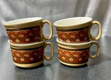 Lord Nelson Pottery England Maracanda Set Of 4 Cups Mugs Vintage