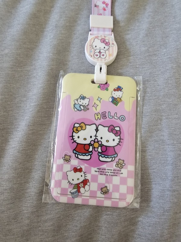 Hello Kitty Retractable ID/Document Holder Lanyard, Plastic, Pink Women