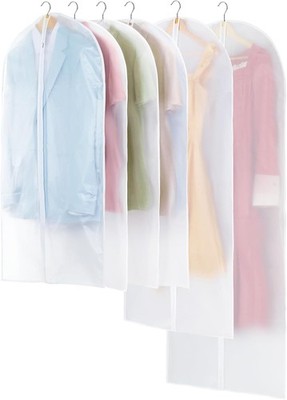 Garment Bag (Set of 6) Plastic Garment Bags with Zipper Hanging Clothes Cover Dr