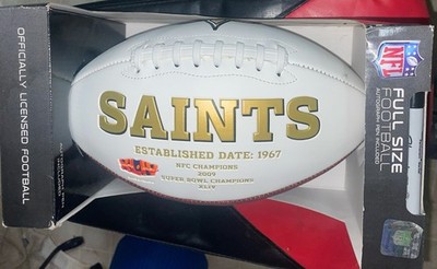 New Orleans Saints Full Size Football White Panel Logo Signature Series New box