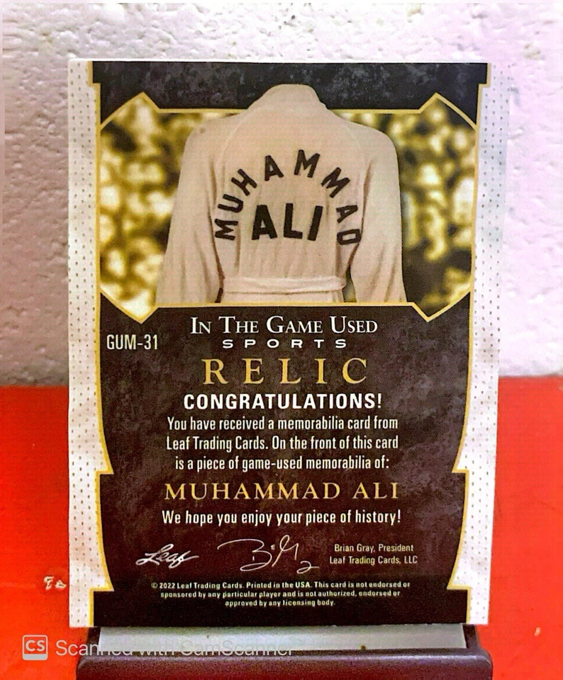 MUHAMMAD ALI 2022 LEAF IN THE GAME USED SPORTS EMERALD PATCH /2 - Image 2 of 2
