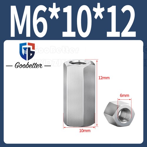 M3-M24 304 Stainless Steel Hexagon Hex Long Connector Joint Tubular Coupling Nut - Picture 29 of 87