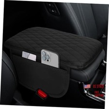 Car Center Console Cover, 12" 7.87" Waterproof Leather Auto Armrest Cover Black