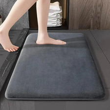 Solid Color Coral Velvet Bathroom Floor Mat   Non-Slip Absorbent Door Mat