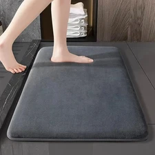 Solid Color Coral Velvet Bathroom Floor Mat – Non-Slip Absorbent Door Mat