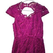 Nikibiki Pink Lace Overlay Dress Cap Sleeve Small Feminine Cottage Romantic 