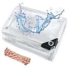 Clear Tarps with Grommets 6x8ft, PVC Vinyl Clear Tarp Heavy Duty Waterproof 2...