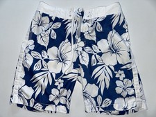 MENS OLD NAVY SWIM TRUNKS/BOARD SHORTS/MEDIUM BLUE/WHITE FLORAL 32