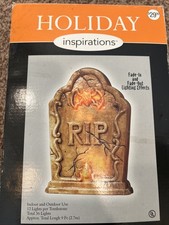 3 Halloween Lighted 11" RIP Tombstones Yard Decor In/Outdoor Lights Fade In Out