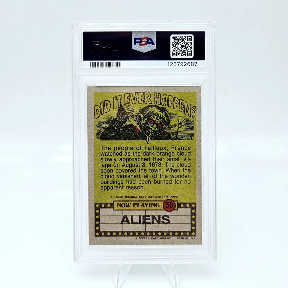 1988 Topps Fright Flicks Aliens Queen #50 Okay Everybody PSA 9 Pop 1 - Image 2 of 3