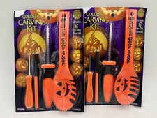 2x Pumpkin Pro Colossal Carving Kit 6 Stencils, Saw, Scoop, Detailer  Marker 