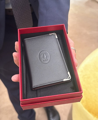 Cartier Must De Cartier Black Calfskin Leather Card Holder 6CC Wallet NIB New