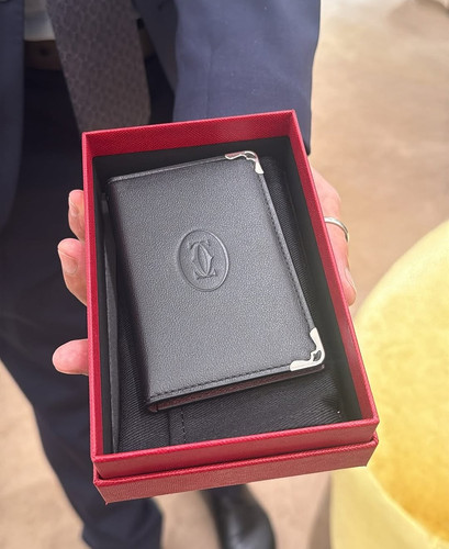 Cartier Must De Cartier Black Calfskin Leather Card Holder 6CC Wallet NIB New