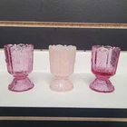 Fenton glass dusty rose toothpick holder candle votive daisy panel 3.5" Lot Of 3